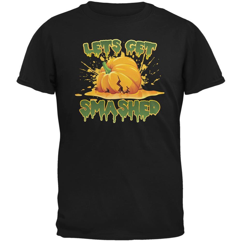 Halloween Pumpkin Lets Get Smashed Black Adult T-Shirt