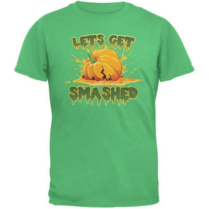 Halloween Pumpkin Lets Get Smashed Irish Green Adult T-Shirt