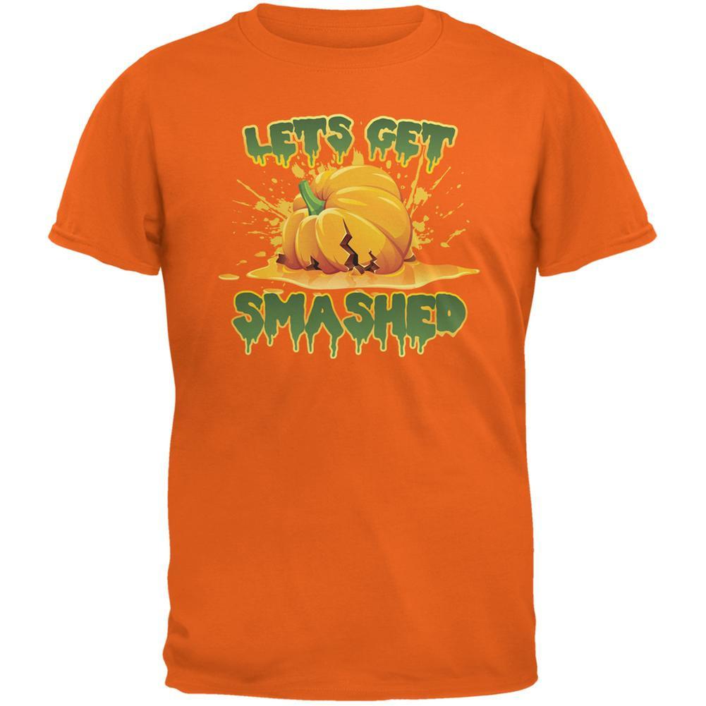 Halloween Pumpkin Lets Get Smashed Orange Adult T-Shirt