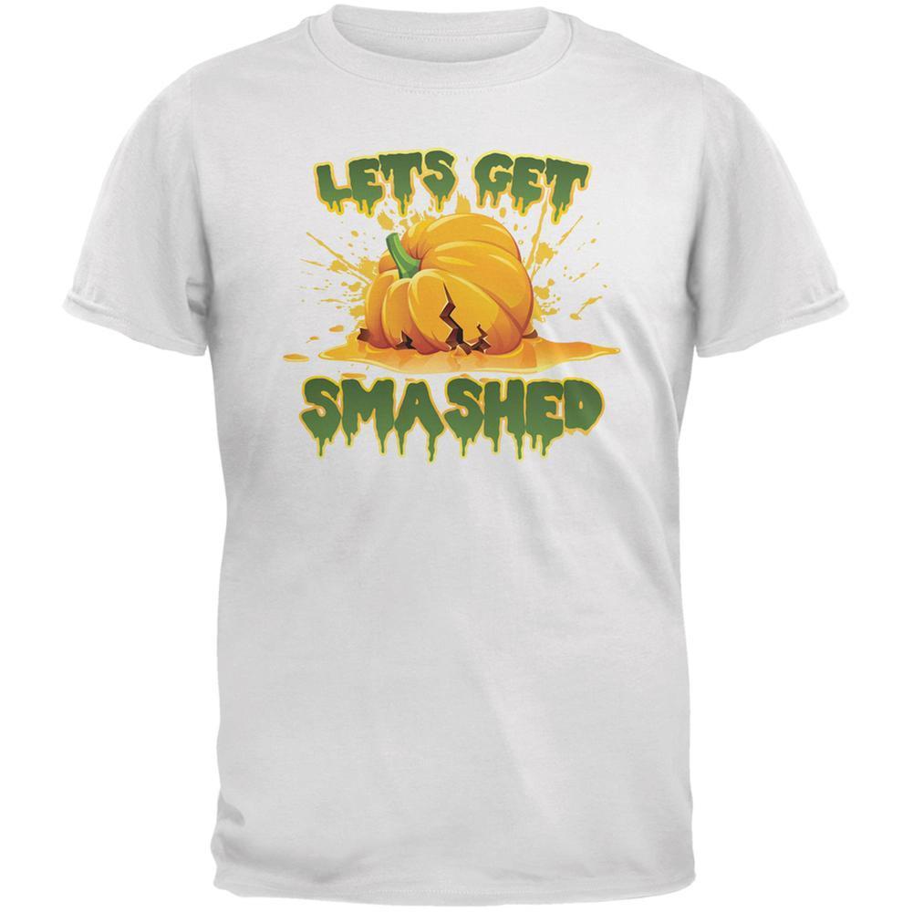 Halloween Pumpkin Lets Get Smashed White Adult T-Shirt