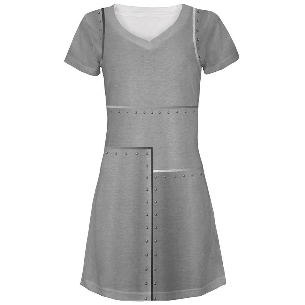 Halloween Robot Rivets Costume Steel All Over Juniors V-Neck Dress