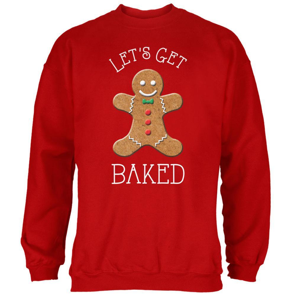 Christmas Gingerbread Man Let's Get Baked Red Adult Sweatshirt