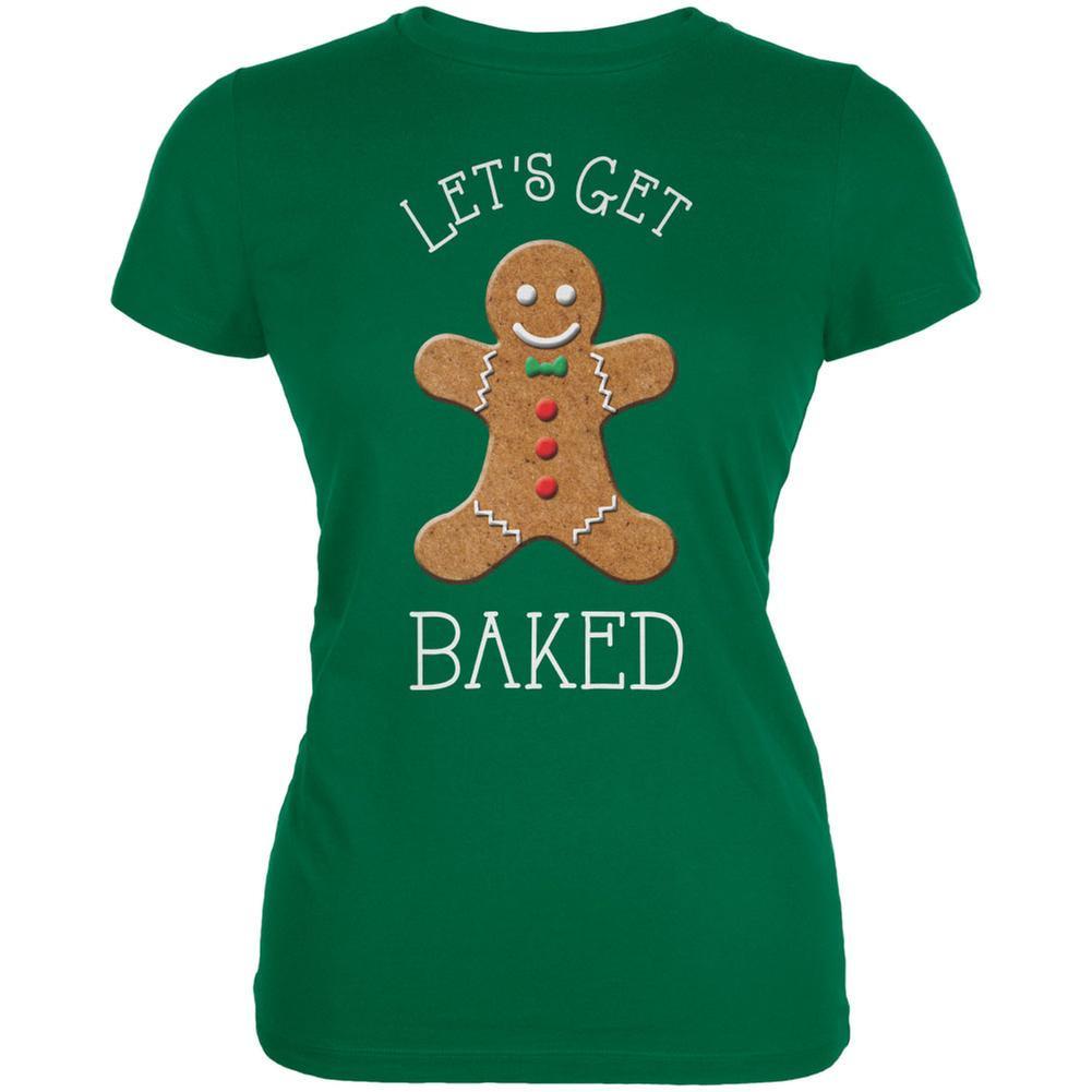 Christmas Gingerbread Man Let's Get Baked Kelly Juniors Soft T-Shirt