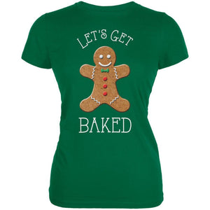 Christmas Gingerbread Man Let's Get Baked Kelly Juniors Soft T-Shirt
