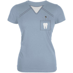 Halloween Dentist Scrubs Costume Light Blue Juniors Soft T-Shirt