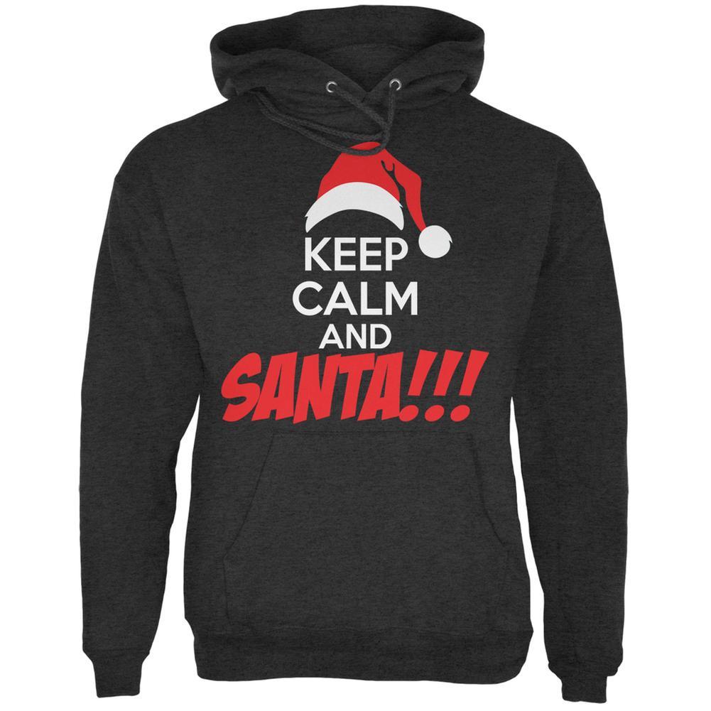 Christmas Keep Calm and SANTA Charcoal Heather Adult Hoodie