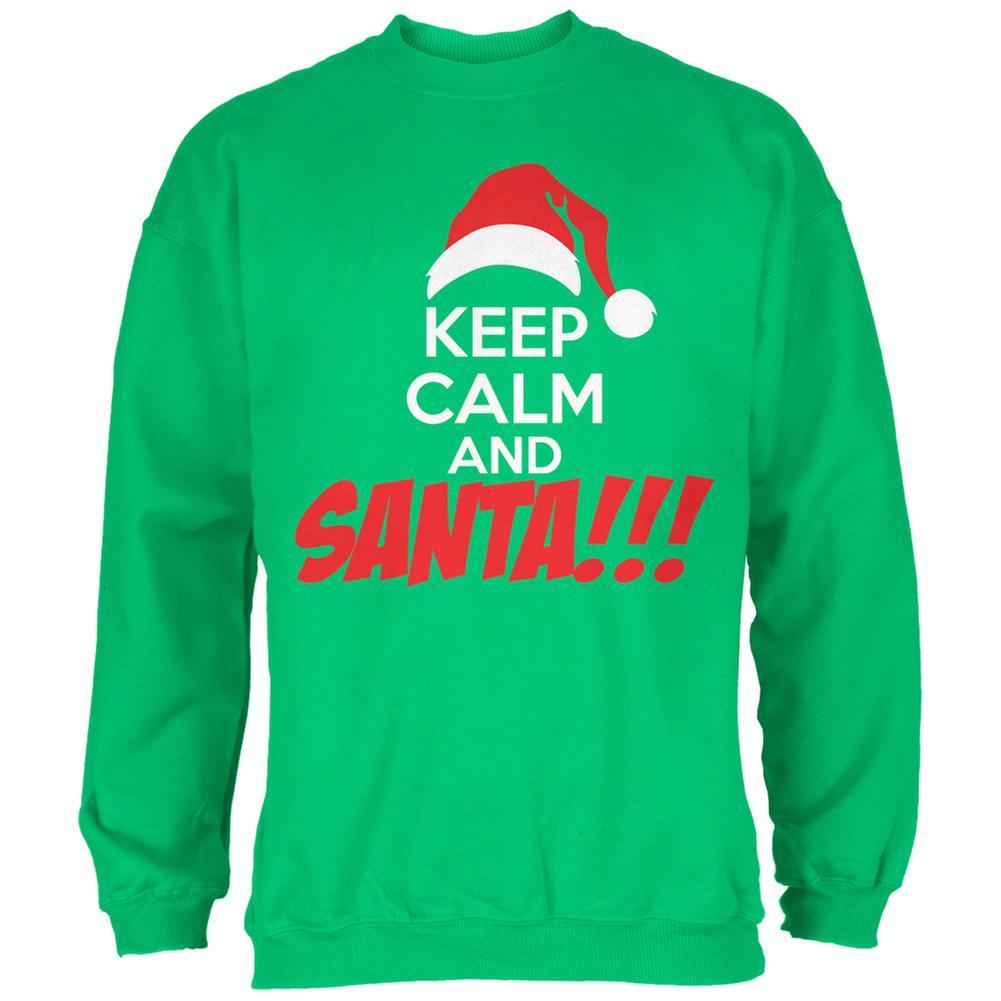 Christmas Keep Calm and SANTA Irish Green Adult Sweatshirt