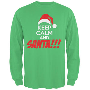 Christmas Keep Calm and SANTA Irish Green Adult Long Sleeve T-Shirt