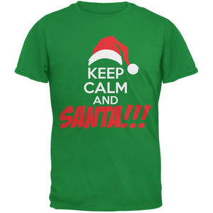 Christmas Keep Calm and SANTA Irish Green Adult T-Shirt