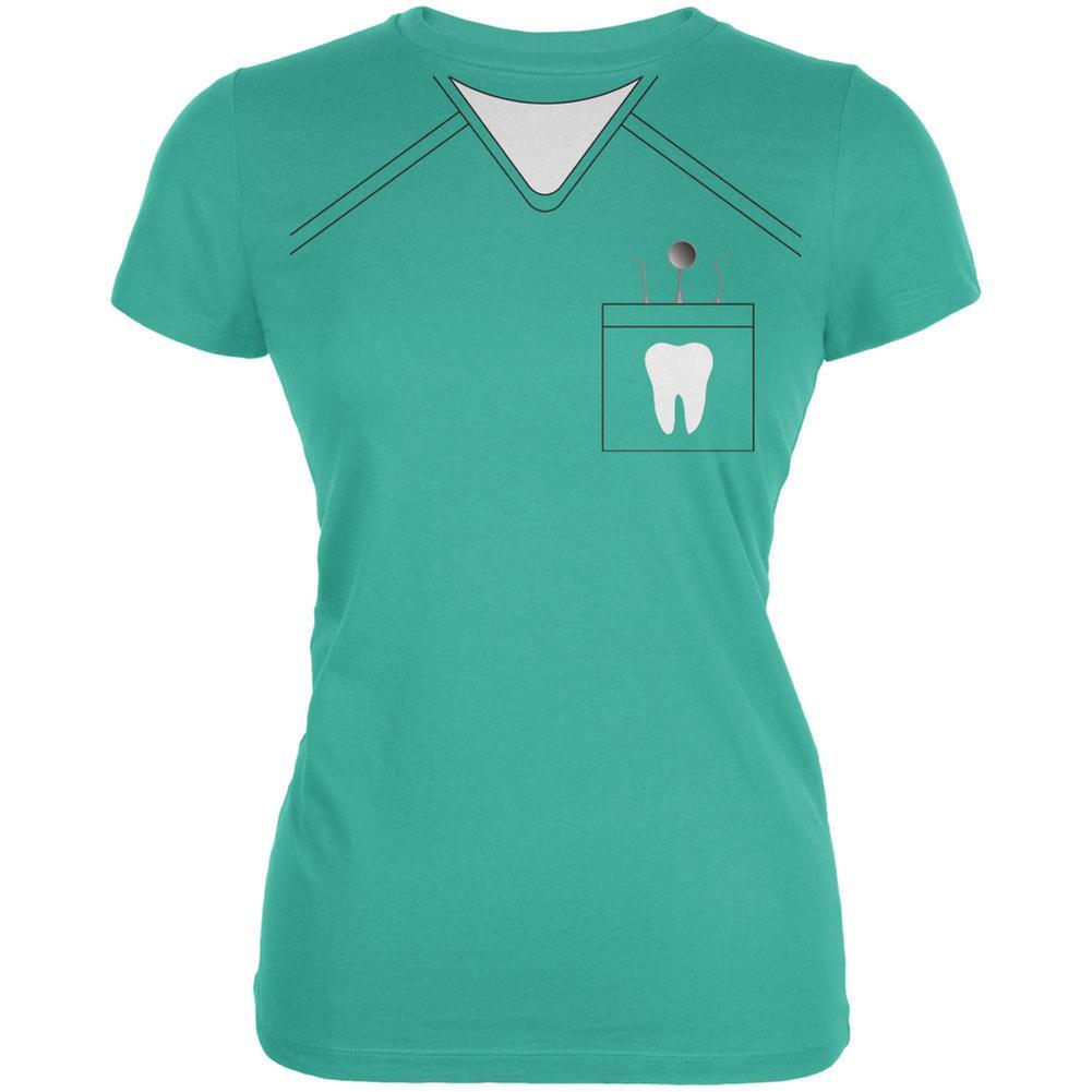 Halloween Dentist Scrubs Costume Teal Juniors Soft T-Shirt