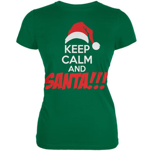 Christmas Keep Calm and SANTA Kelly Green Juniors Soft T-Shirt