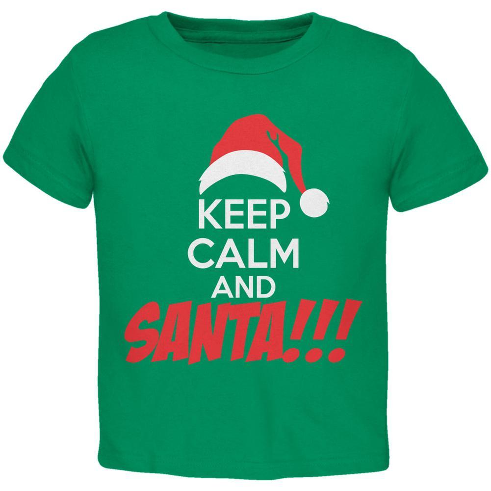 Christmas Keep Calm and SANTA Kelly Green Toddler T-Shirt