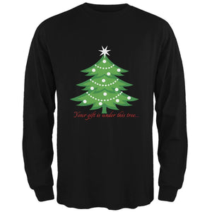 Christmas Gift Under Tree Black Adult Long Sleeve T-Shirt