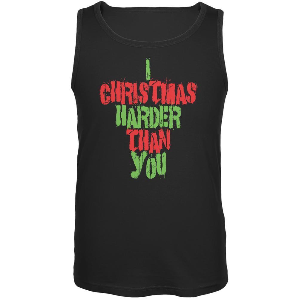 Christmas Harder Than You Black Adult Tank Top