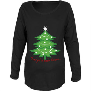 Christmas Gift Under Tree Black Maternity Soft Long Sleeve T-Shirt