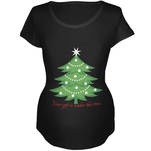 Christmas Gift Under Tree Black Maternity Soft T-Shirt