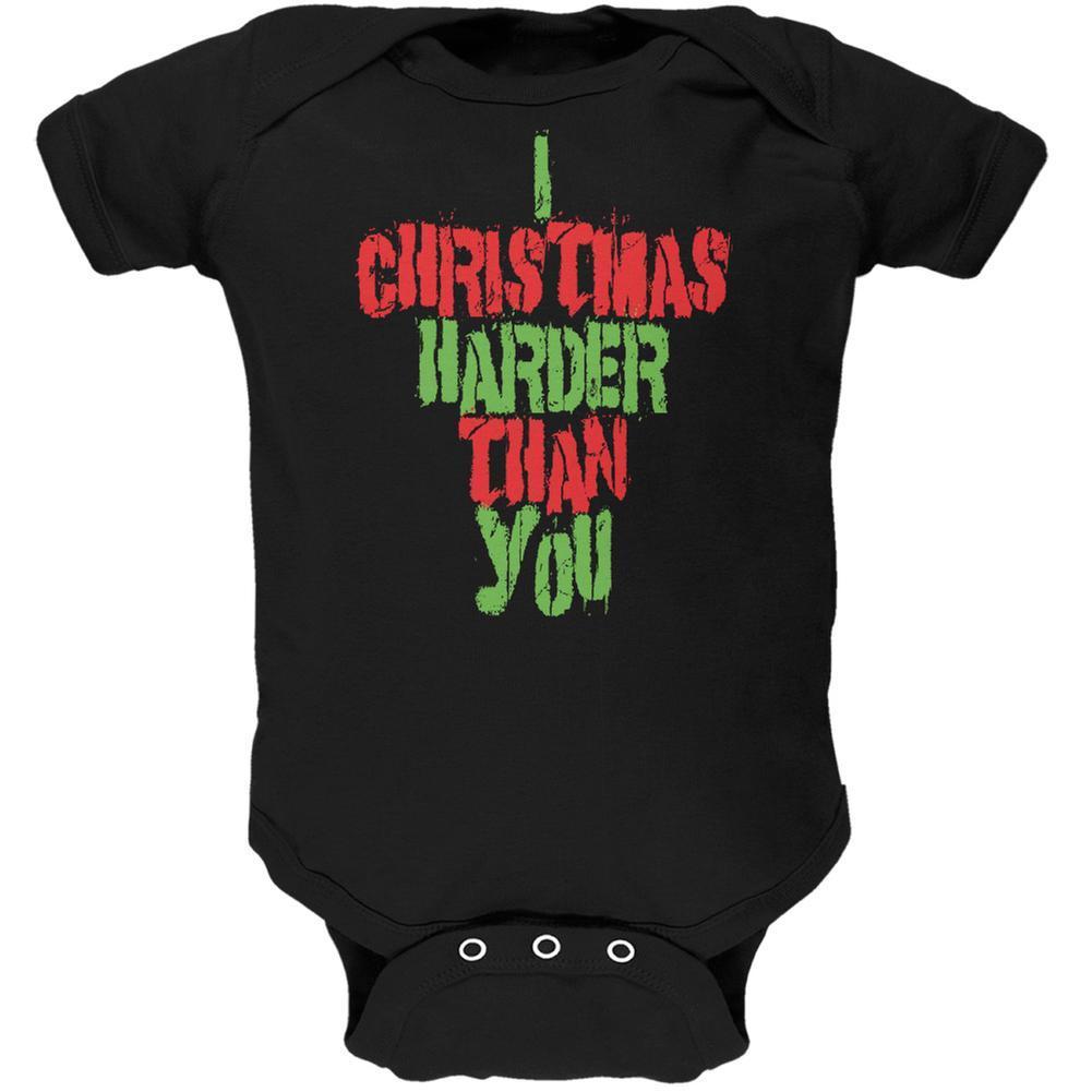 Christmas Harder Than You Black Soft Baby One Piece