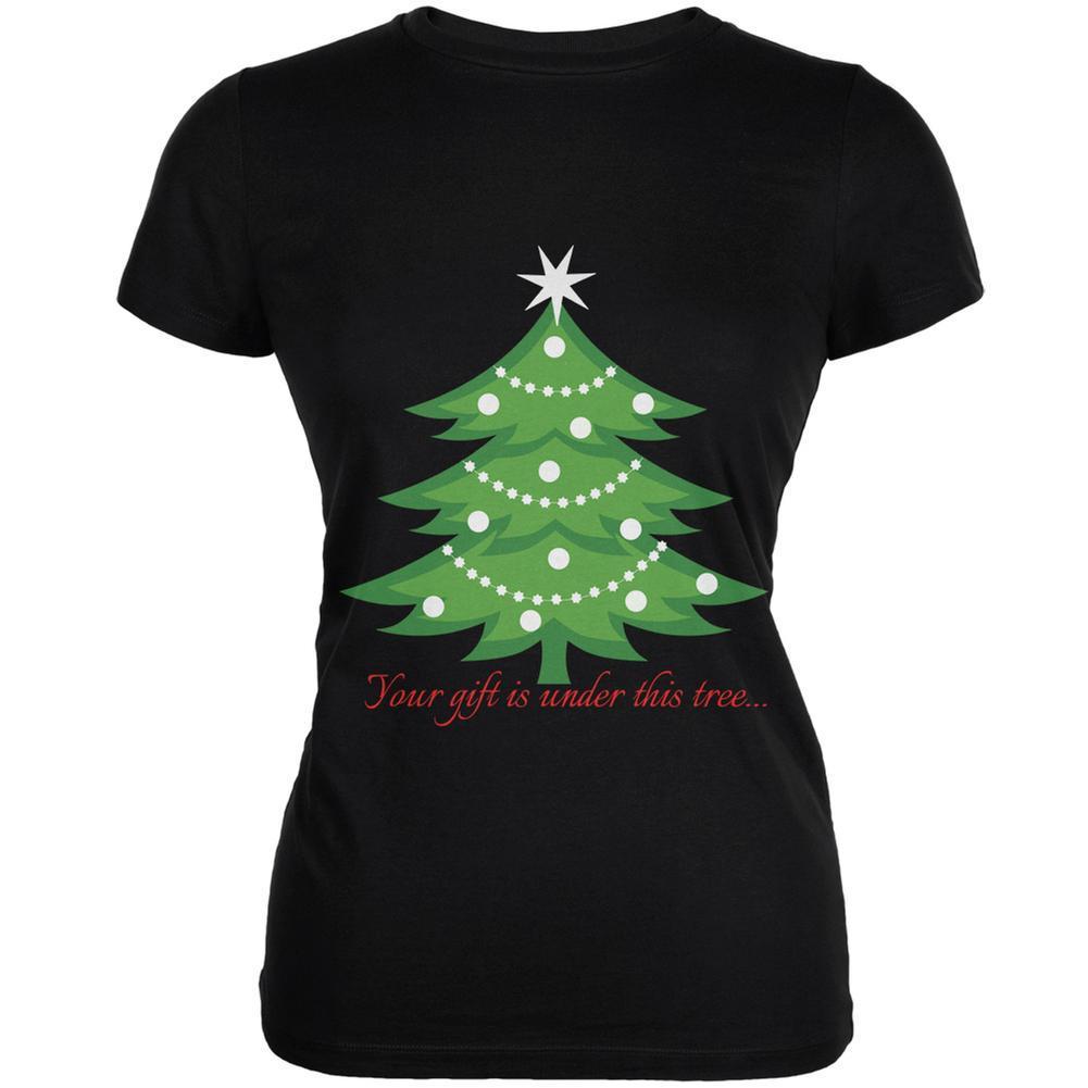Christmas Gift Under Tree Black Juniors Soft T-Shirt
