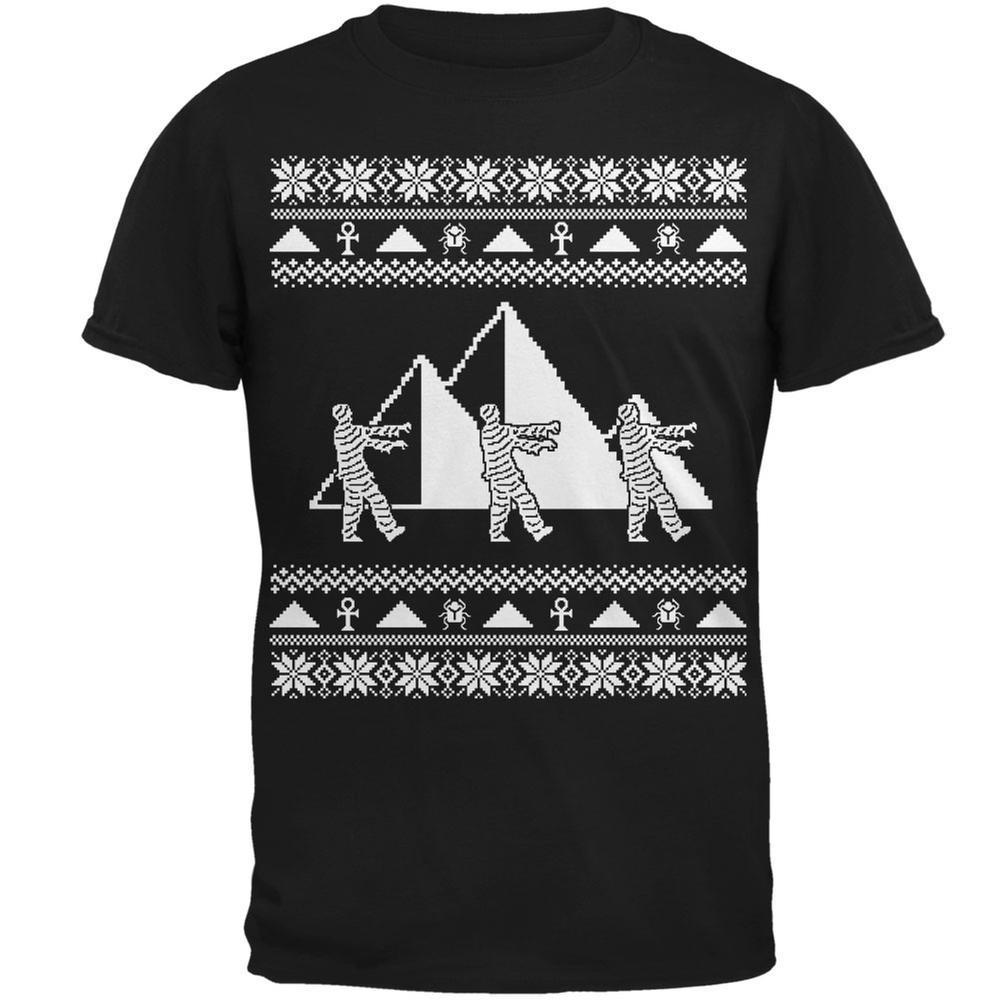 Mummy Pyramid Ugly Christmas Sweater Black Adult T-Shirt