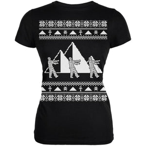 Mummy Pyramid Ugly Christmas Sweater Black Juniors Soft T-Shirt