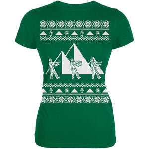 Mummy Pyramid Ugly Christmas Sweater Kelly Green Juniors Soft T-Shirt