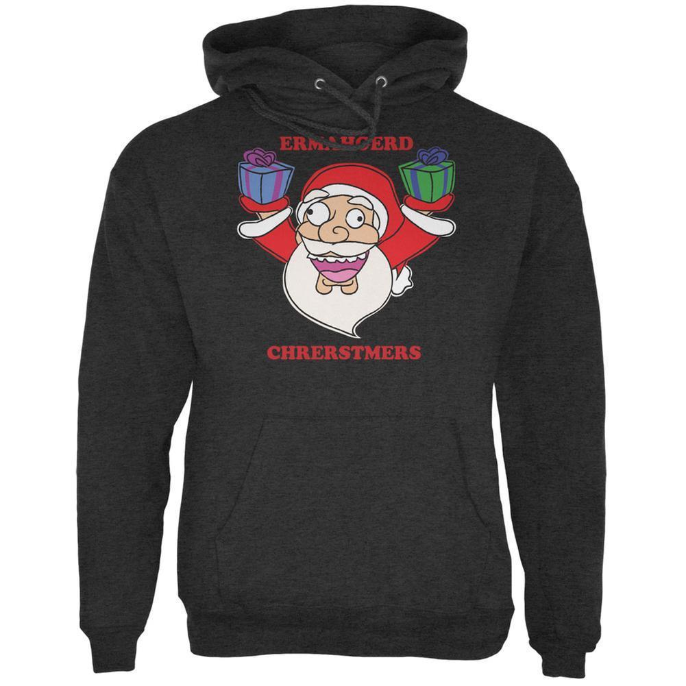 Christmas Santa ERMAGERD Charcoal Heather Adult Hoodie