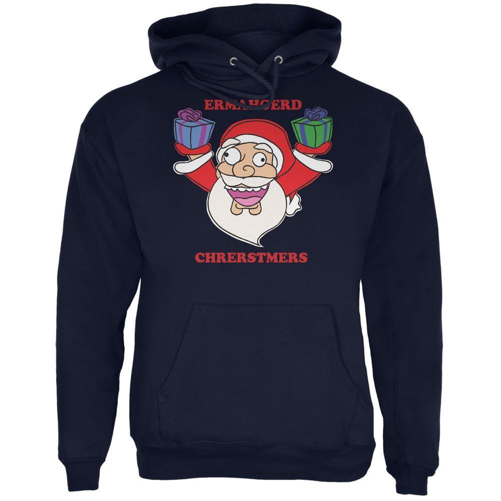 Christmas Santa ERMAGERD Navy Adult Hoodie