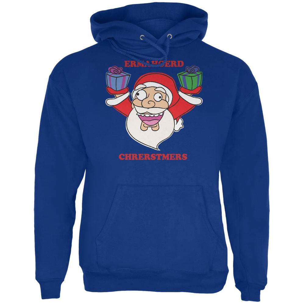 Christmas Santa ERMAGERD Deep Royal Adult Hoodie