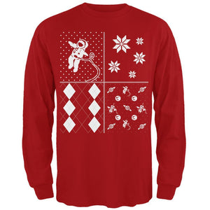Astronaut in Space Ugly XMAS Sweater Festive Blocks Adult Long Sleeve T-Shirt