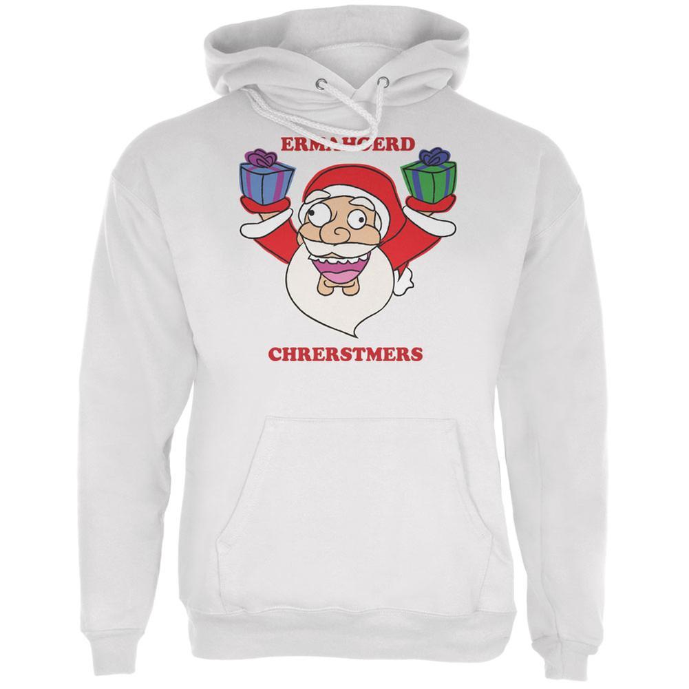 Christmas Santa ERMAGERD White Adult Hoodie