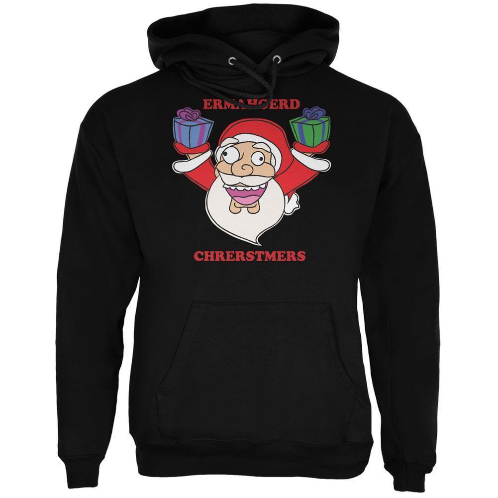 Christmas Santa ERMAGERD Black Adult Hoodie