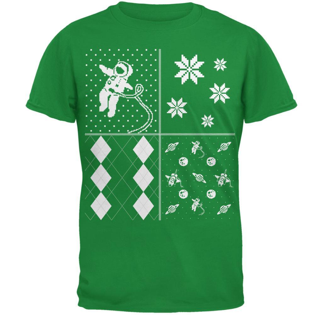 Astronaut in Space Ugly XMAS Sweater Festive Blocks Irish Green Adult T-Shirt