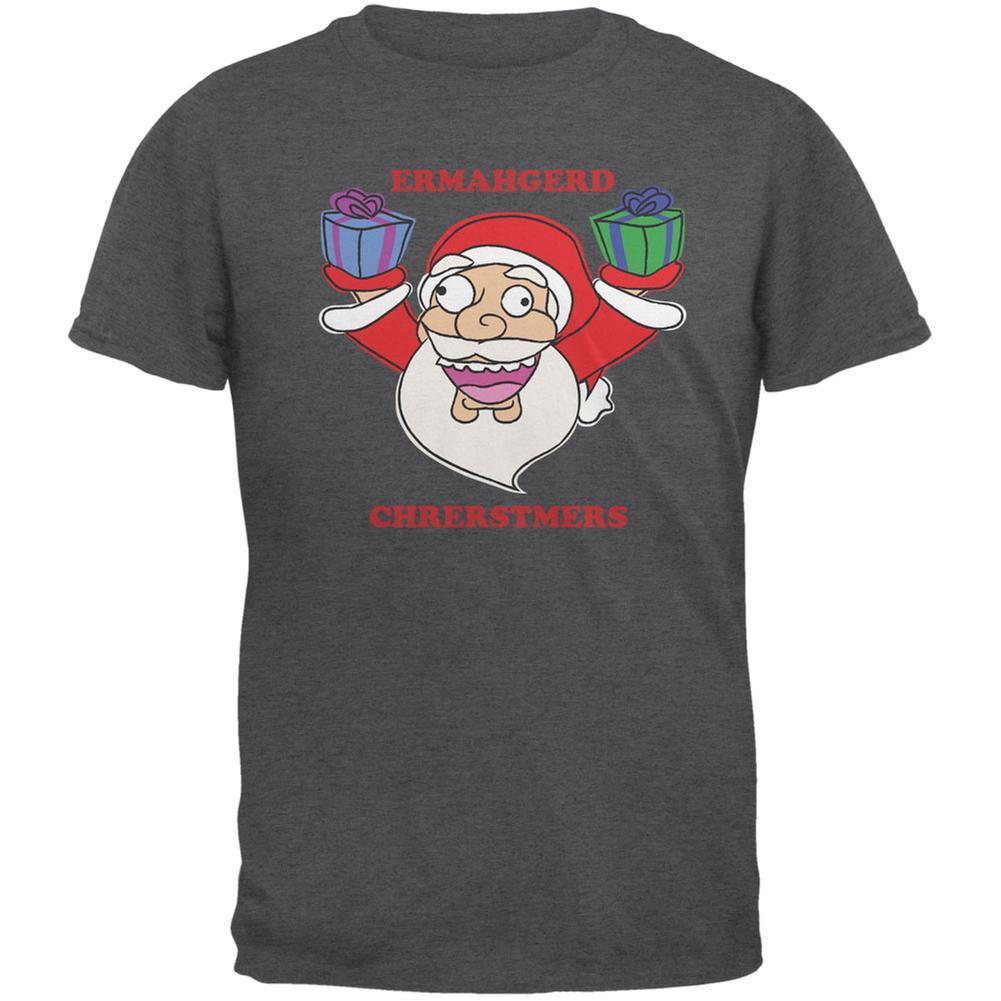 Christmas Santa ERMAGERD Charcoal Grey Adult T-Shirt
