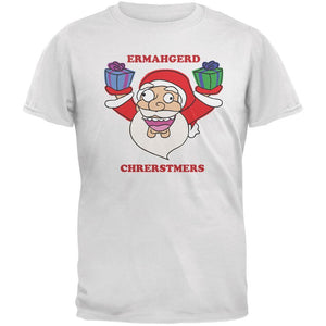 Christmas Santa ERMAGERD White Adult T-Shirt