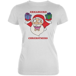 Christmas Santa ERMAGERD White Juniors Soft T-Shirt
