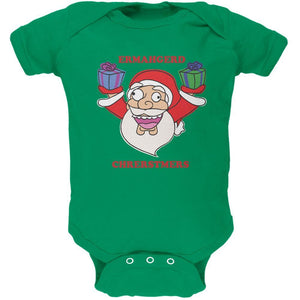 Christmas Santa ERMAGERD Key Lime Green Soft Baby One Piece