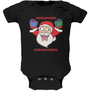 Christmas Santa ERMAGERD Black Soft Baby One Piece