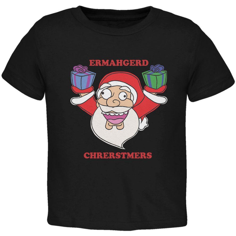 Christmas Santa ERMAGERD Black Toddler T-Shirt