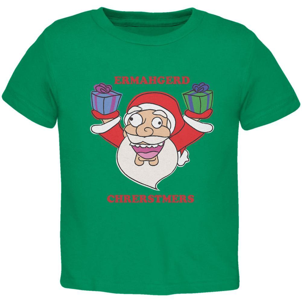 Christmas Santa ERMAGERD Kelly Green Toddler T-Shirt