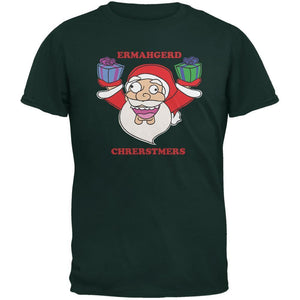 Christmas Santa ERMAGERD Forest Green Youth T-Shirt