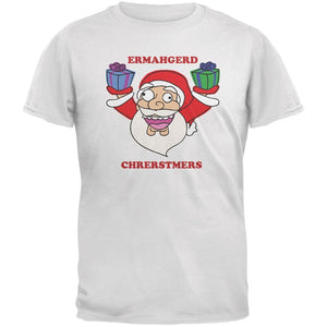 Christmas Santa ERMAGERD White Youth T-Shirt