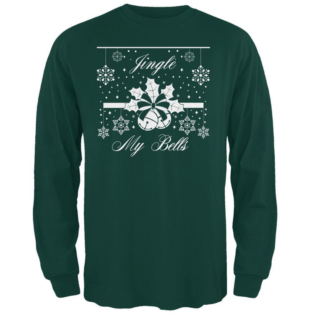 Christmas Jingle My Bells Forest Green Adult Long Sleeve T-Shirt
