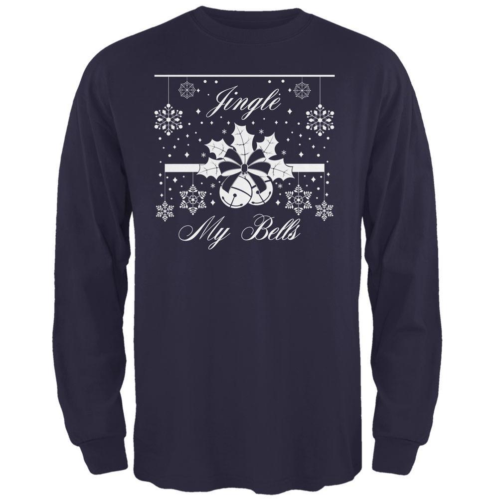 Christmas Jingle My Bells Navy Adult Long Sleeve T-Shirt