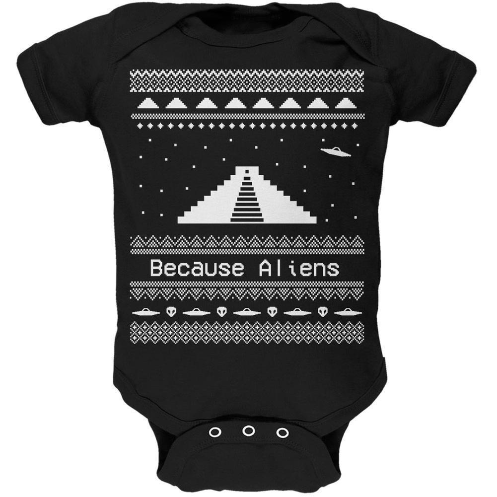 Ancient Aliens Ugly Christmas Sweater Black Soft Baby One Piece
