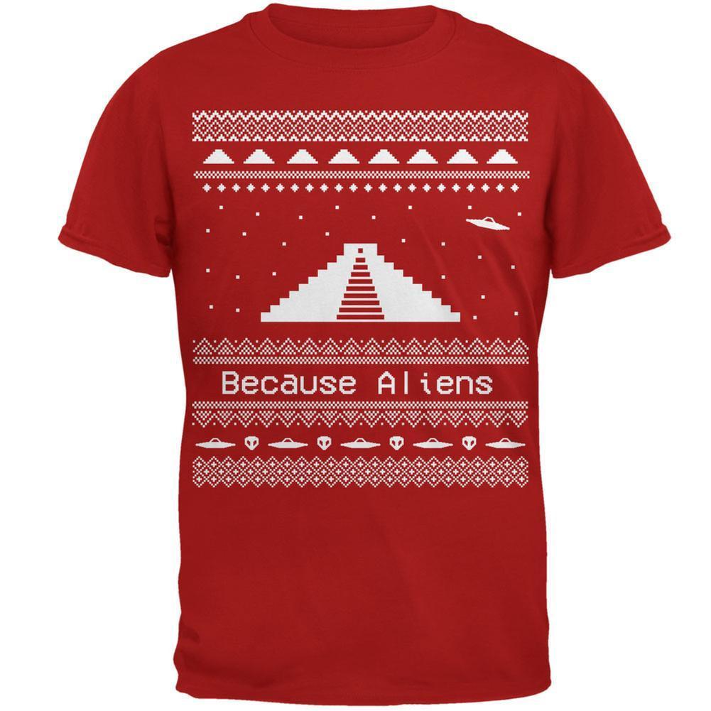 Ancient Aliens Ugly Christmas Sweater Red Adult T-Shirt