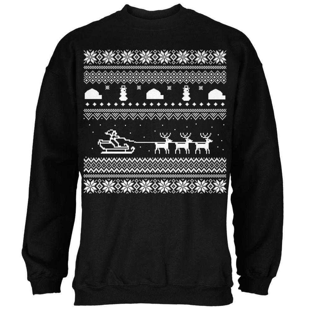 Santa Sleigh Ugly Christmas Sweater Black Adult Sweatshirt