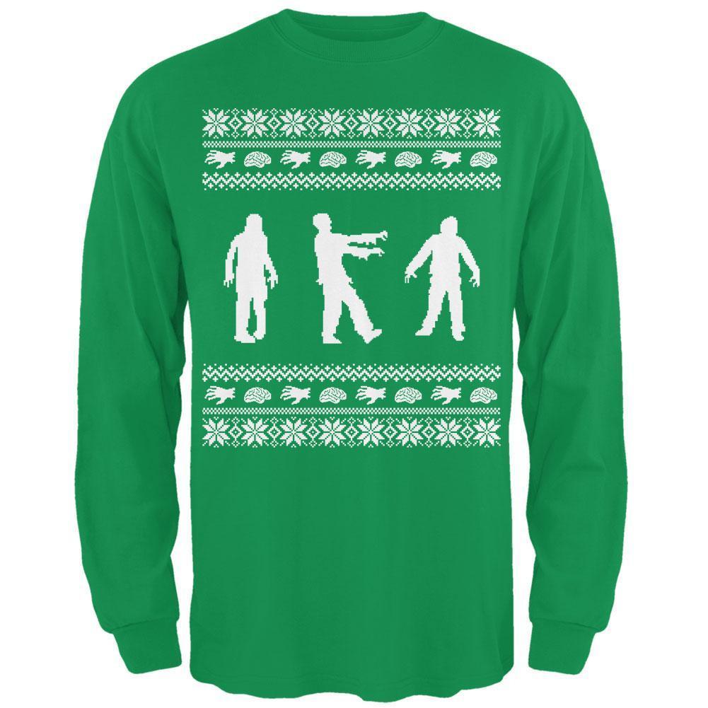 Zombie Ugly Christmas Sweater Irish Green Adult Long Sleeve T-Shirt