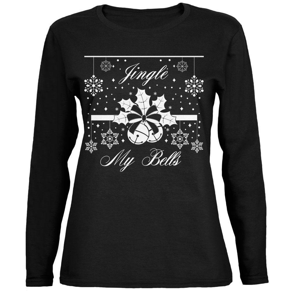 Christmas Jingle My Bells Black Womens Long Sleeve T-Shirt