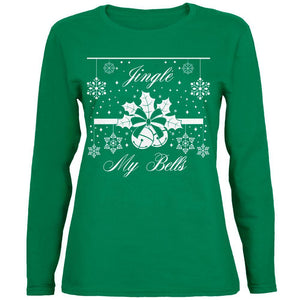 Christmas Jingle My Bells Green Womens Long Sleeve T-Shirt