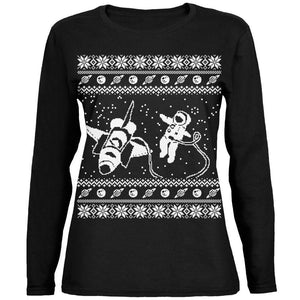 Astronaut in Space Ugly XMAS Sweater Green Womens Long Sleeve T-Shirt